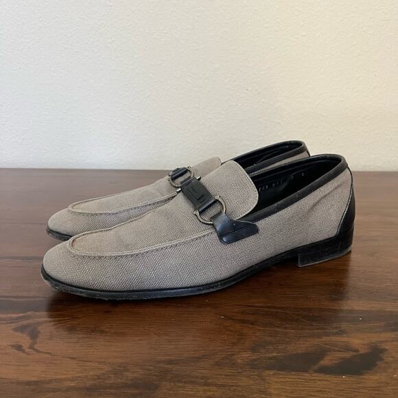 Salvatore Ferragamo Mens BERTO Loafers Silver Gancini Horse Bit Shoes Sz 9 main image 7